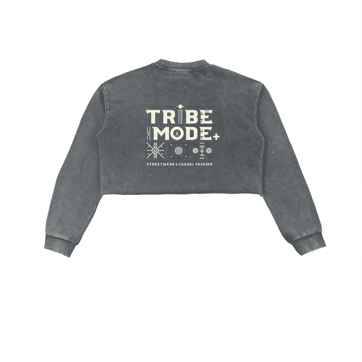Snow Washed Raw Edge Cropped Sweatshirt - Tribemodeplus