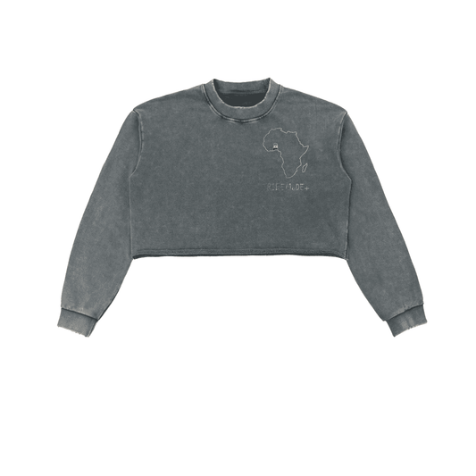 Snow Washed Raw Edge Cropped Sweatshirt - Tribemodeplus