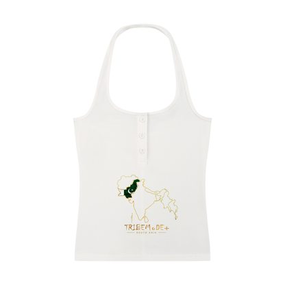 Women's Ribbed Henley Tank Top