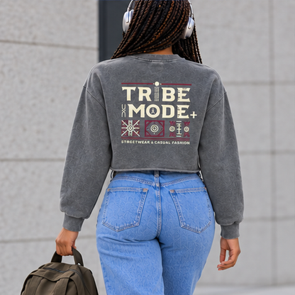 Ghana Cropped Sweatshirt  — Snow Washed Raw Edge