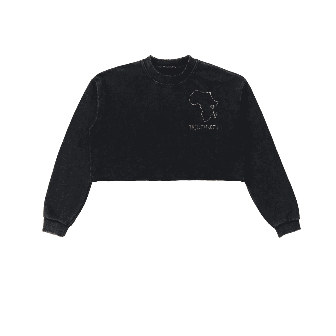 Snow Washed Raw Edge Cropped Sweatshirt - Tribemodeplus