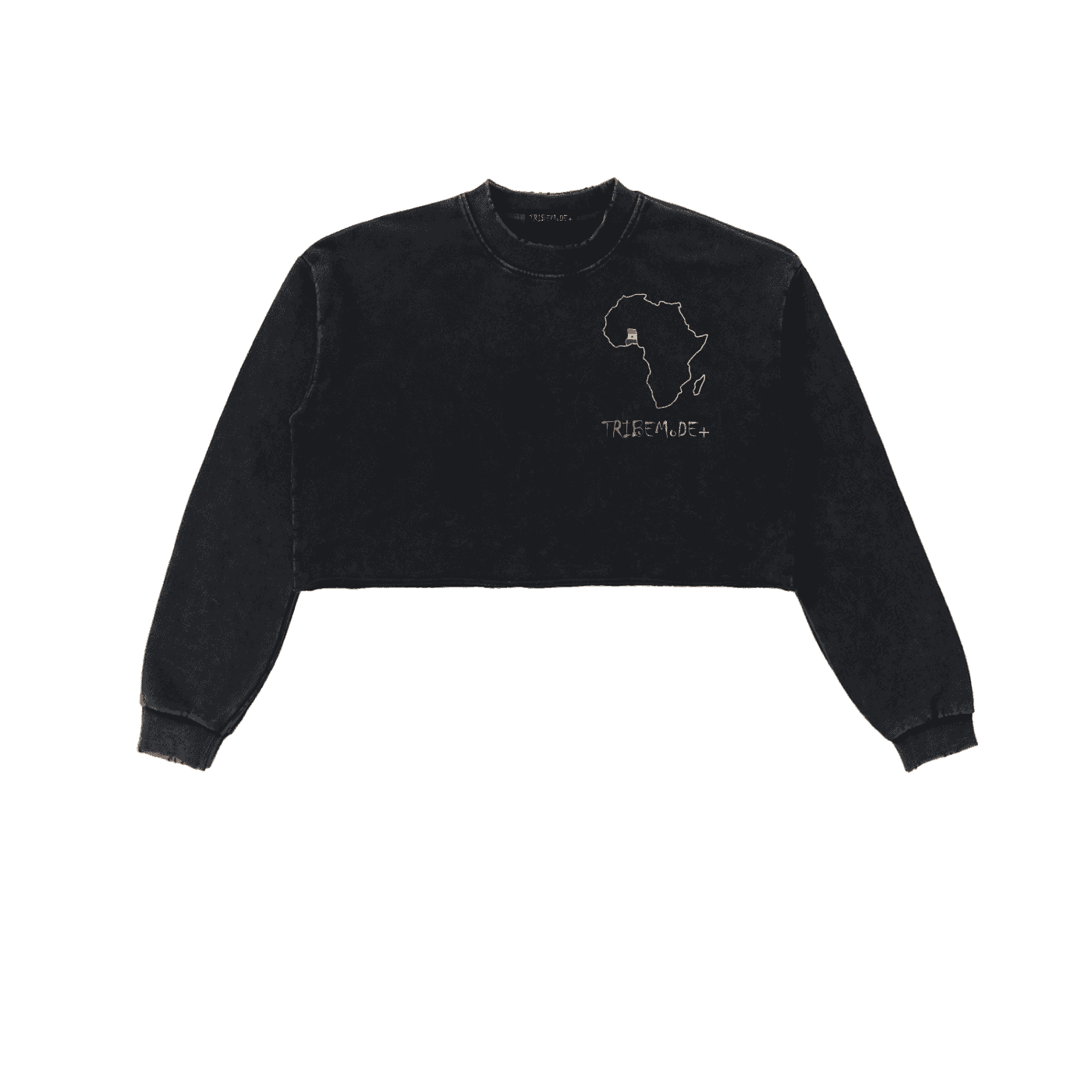 Snow Washed Raw Edge Cropped Sweatshirt - Tribemodeplus