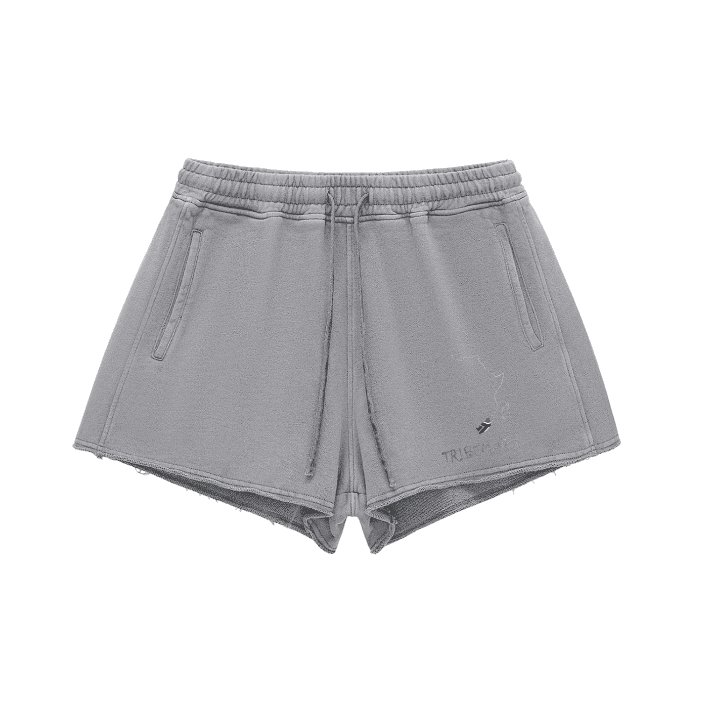 Snow Washed Raw Edge Drawstring Shorts - Tribemodeplus