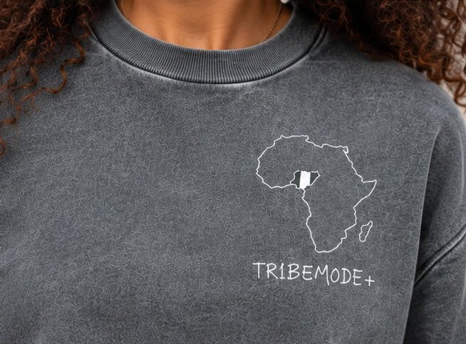 Nigeria Cropped Sweatshirt — Snow Washed Raw Edge
