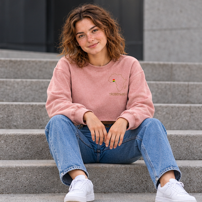 Ghana Cropped Sweatshirt  — Snow Washed Raw Edge