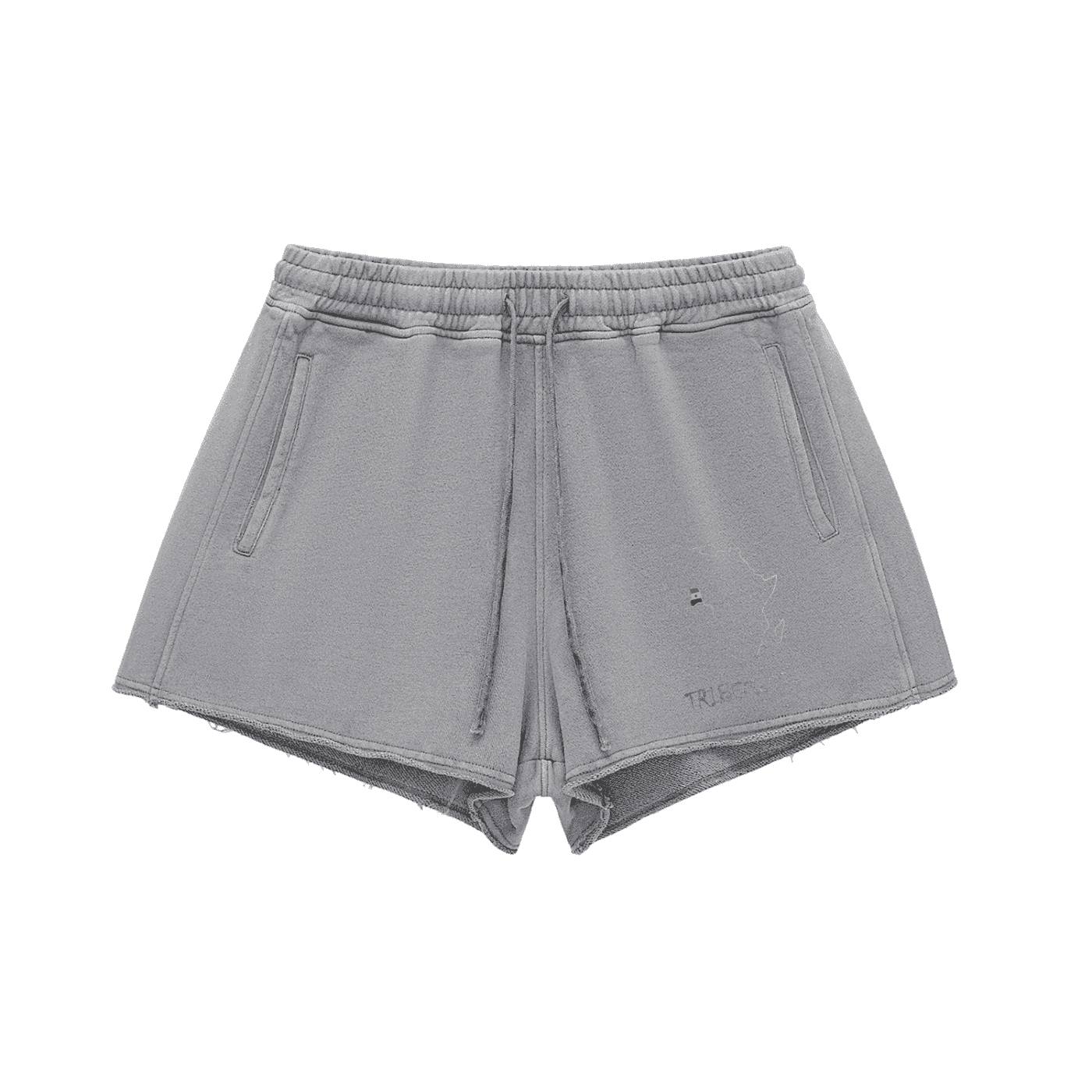 Snow Washed Raw Edge Drawstring Shorts - Tribemodeplus