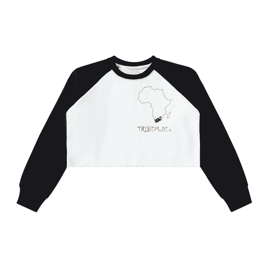 Raw-Hem Color-Block Raglan Crop Sweatshirt - Tribemodeplus