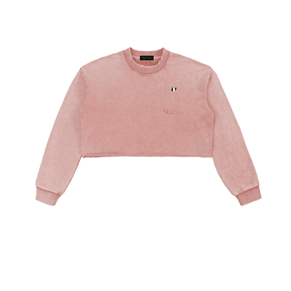 Snow Washed Raw Edge Cropped Sweatshirt - Tribemodeplus