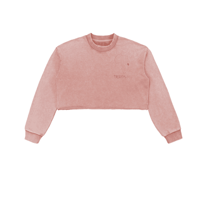 Snow Washed Raw Edge Cropped Sweatshirt - Tribemodeplus