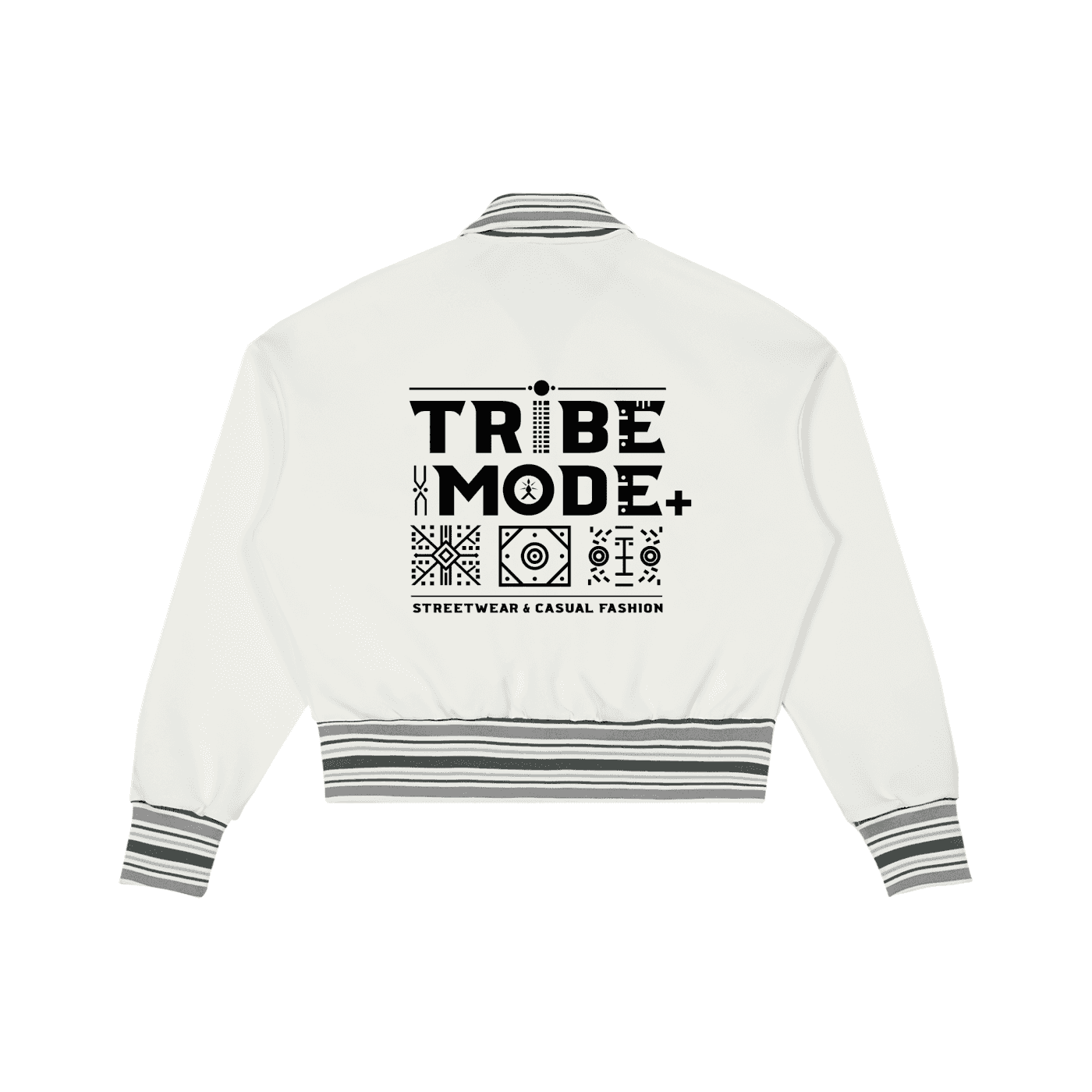 Striped Rib Collar Zip Jacket - Tribemodeplus