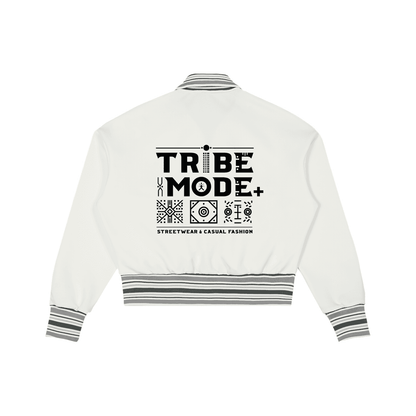 Striped Rib Collar Zip Jacket - Tribemodeplus