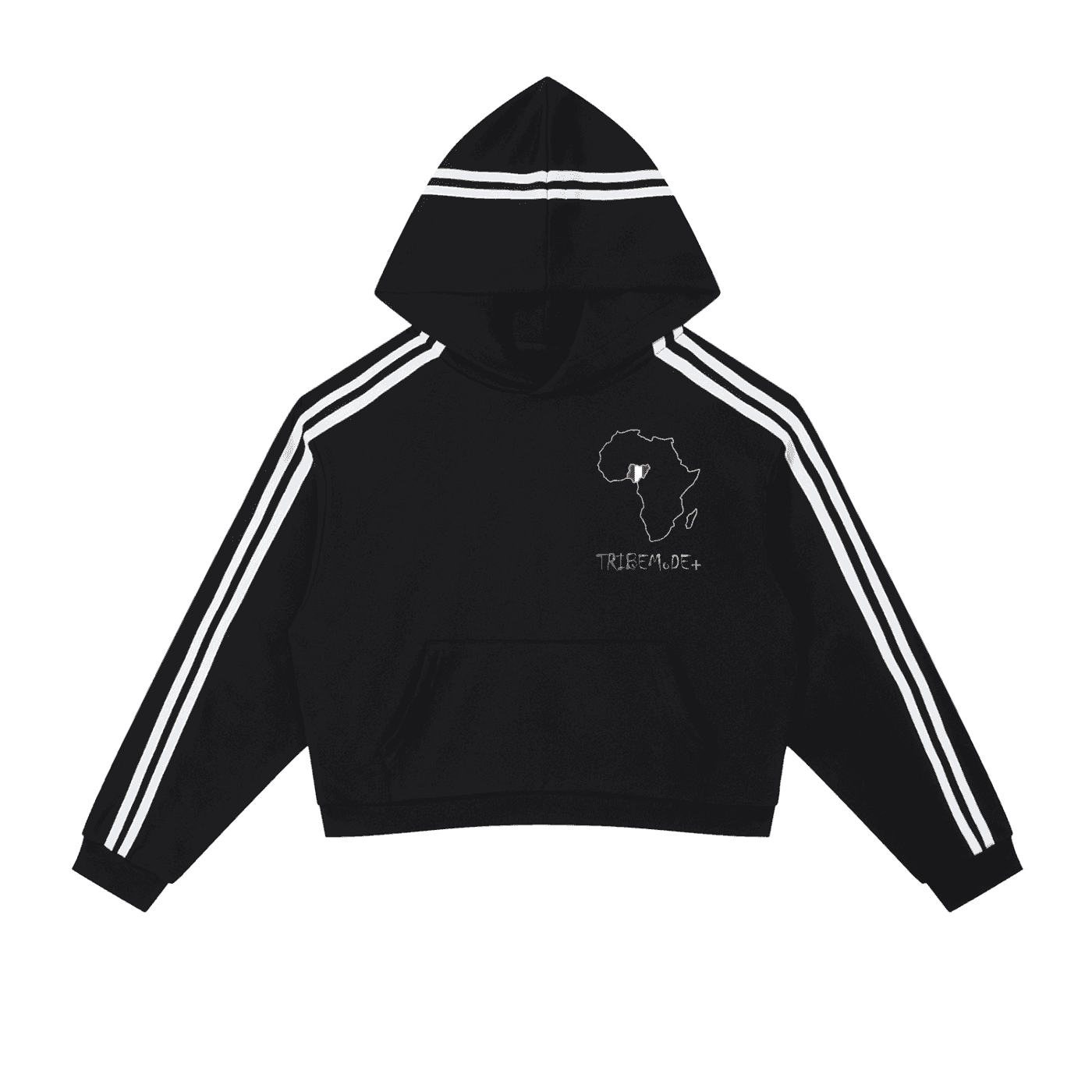 Contrast Side Stripe Cropped Hoodie - Tribemodeplus