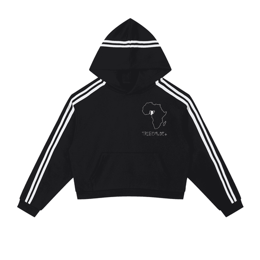Contrast Side Stripe Cropped Hoodie - Tribemodeplus