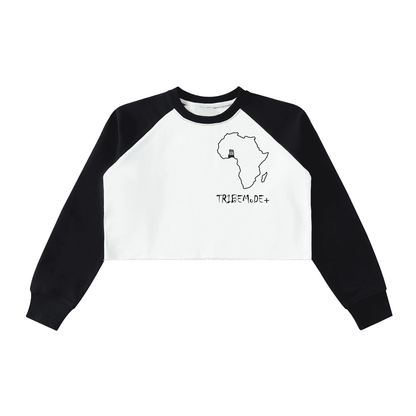 Raw-Hem Color-Block Raglan Crop Sweatshirt - Tribemodeplus