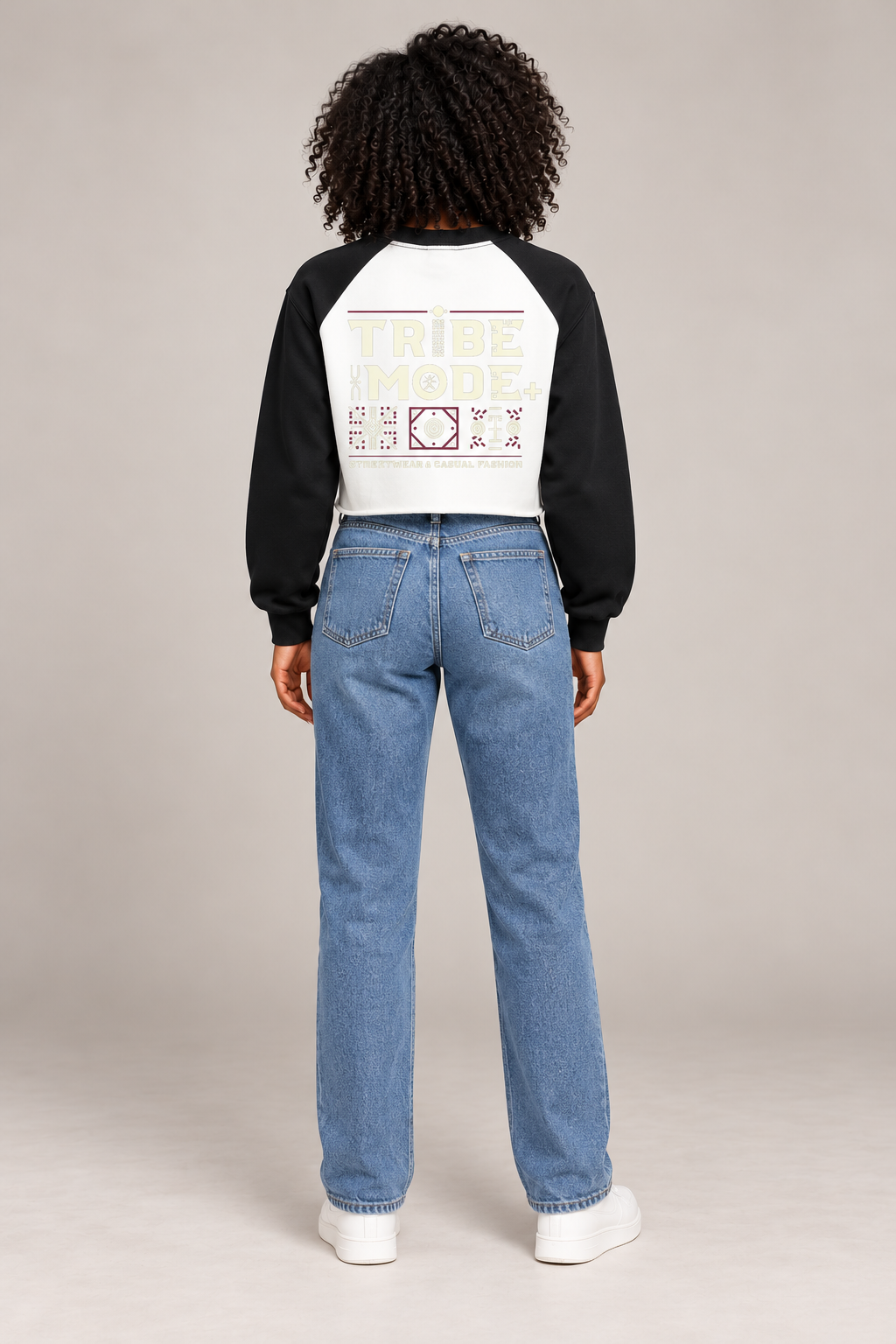 Kenya Raglan Crop Sweatshirt — Raw-Hem Color-Block