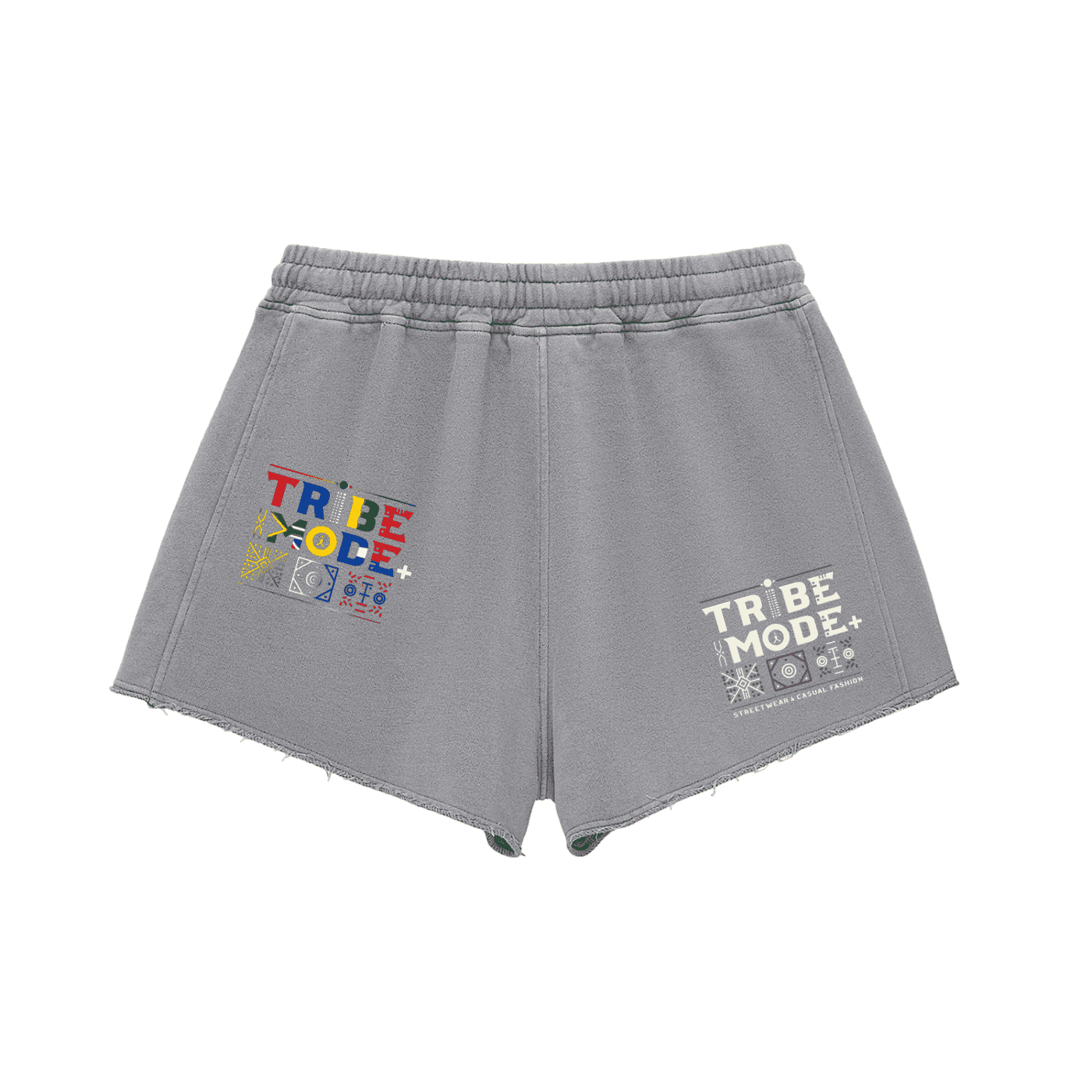 Snow Washed Raw Edge Drawstring Shorts - Tribemodeplus