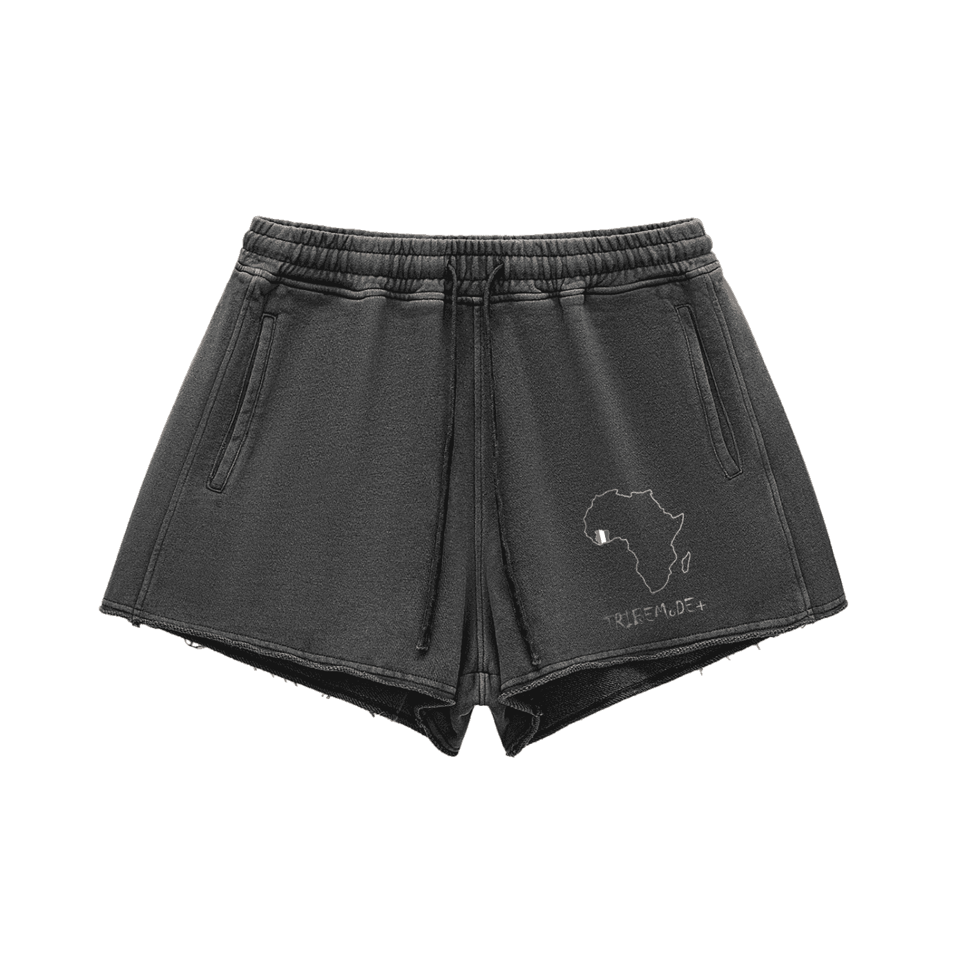 Snow Washed Raw Edge Drawstring Shorts - Tribemodeplus