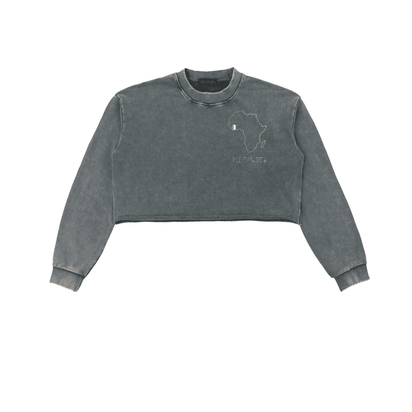 Snow Washed Raw Edge Cropped Sweatshirt - Tribemodeplus