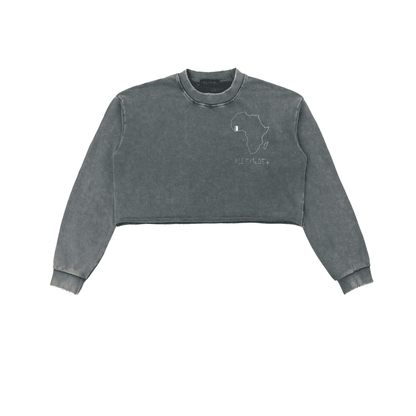 Snow Washed Raw Edge Cropped Sweatshirt - Tribemodeplus