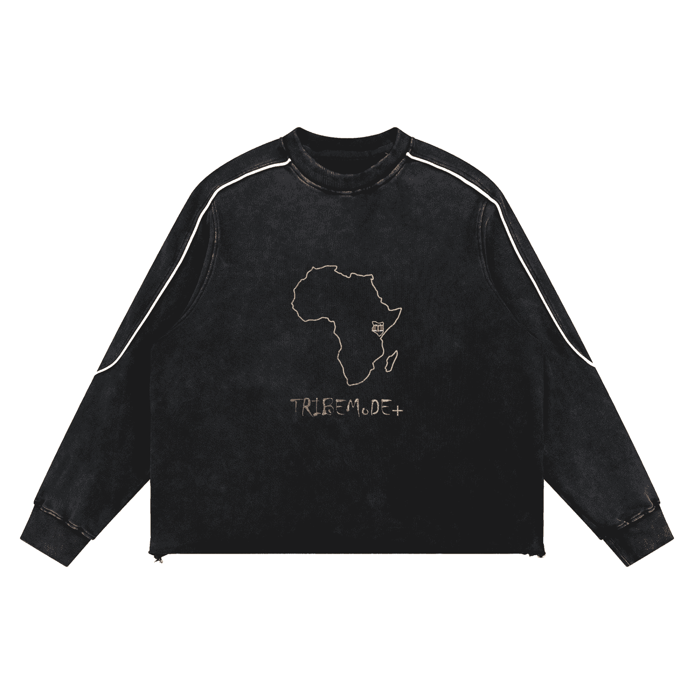 Mineral Wash Piping Raw Hem Sweatshirt - Tribemodeplus