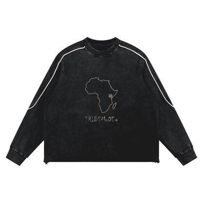 Mineral Wash Piping Raw Hem Sweatshirt - Tribemodeplus