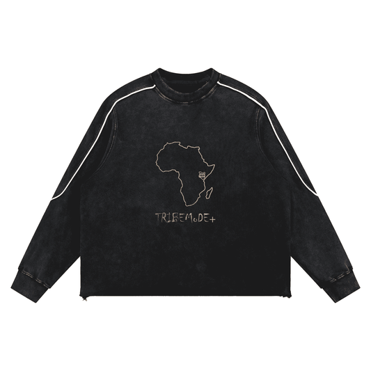 Mineral Wash Piping Raw Hem Sweatshirt - Tribemodeplus