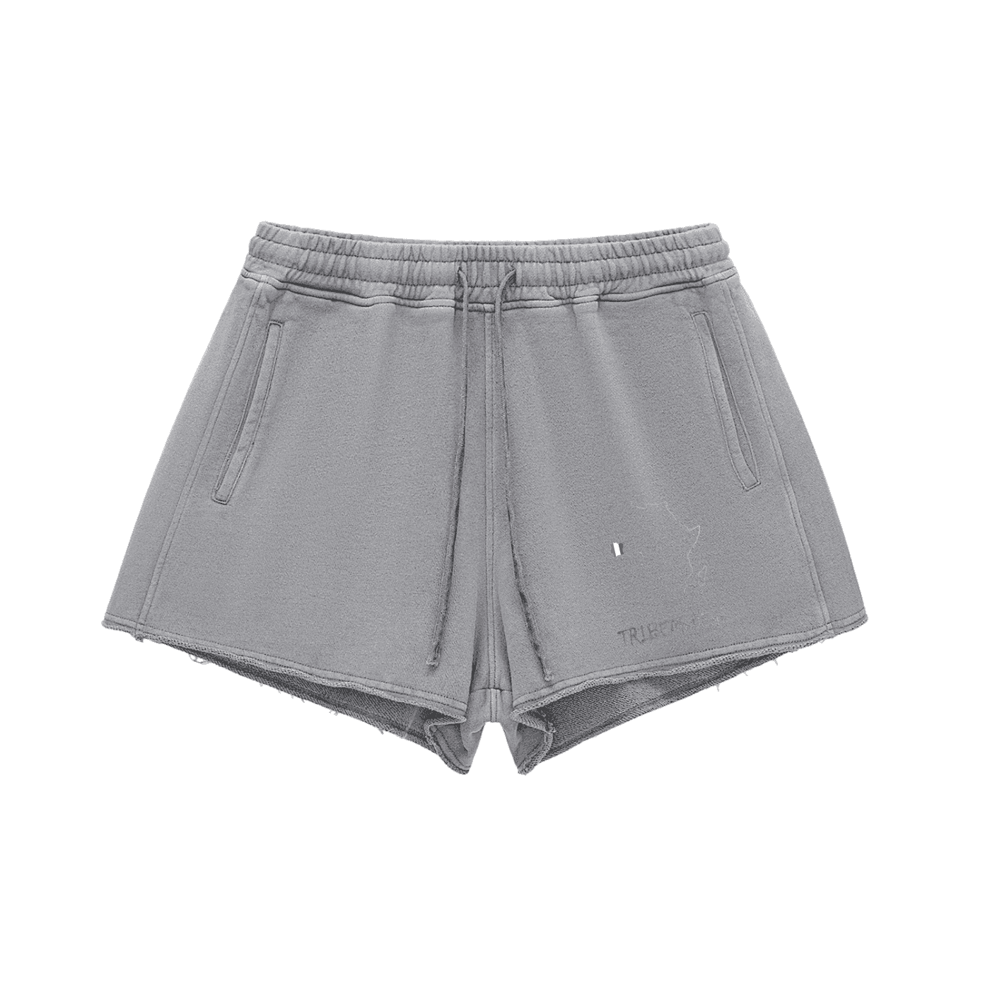 Snow Washed Raw Edge Drawstring Shorts - Tribemodeplus