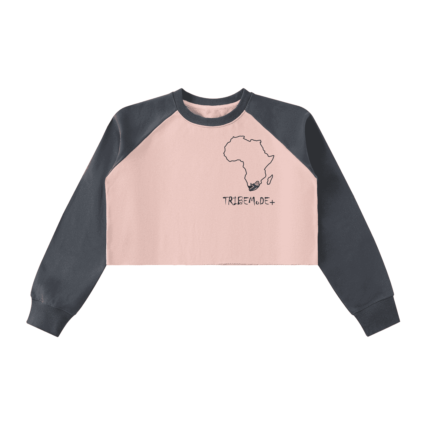 Raw-Hem Color-Block Raglan Crop Sweatshirt - Tribemodeplus