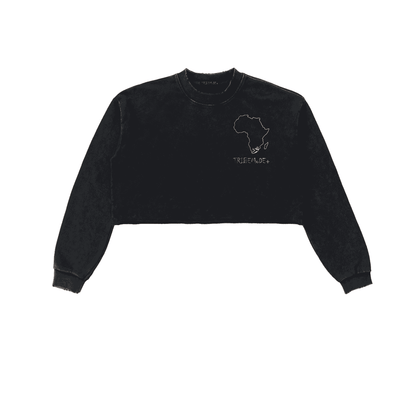 Snow Washed Raw Edge Cropped Sweatshirt - Tribemodeplus