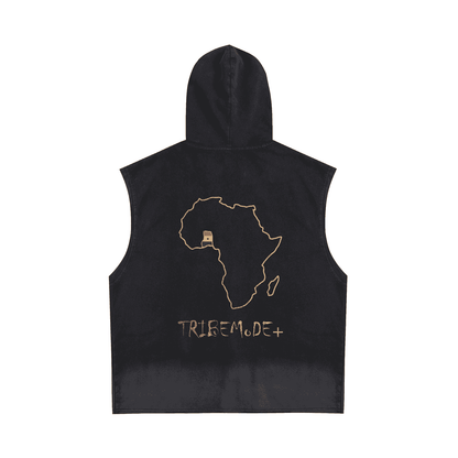 Vintage Washed Zip-Up Hooded Tank Top - Tribemodeplus