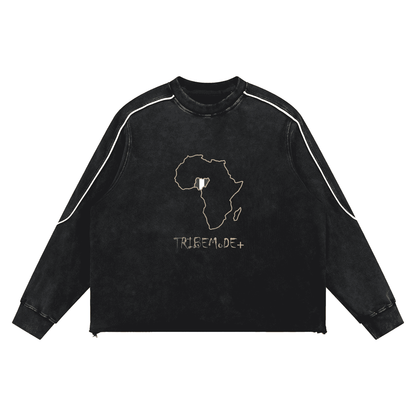Mineral Wash Piping Raw Hem Sweatshirt - Tribemodeplus