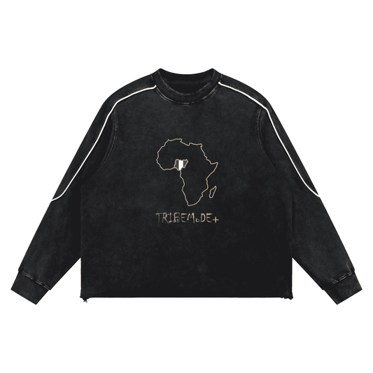 Mineral Wash Piping Raw Hem Sweatshirt - Tribemodeplus
