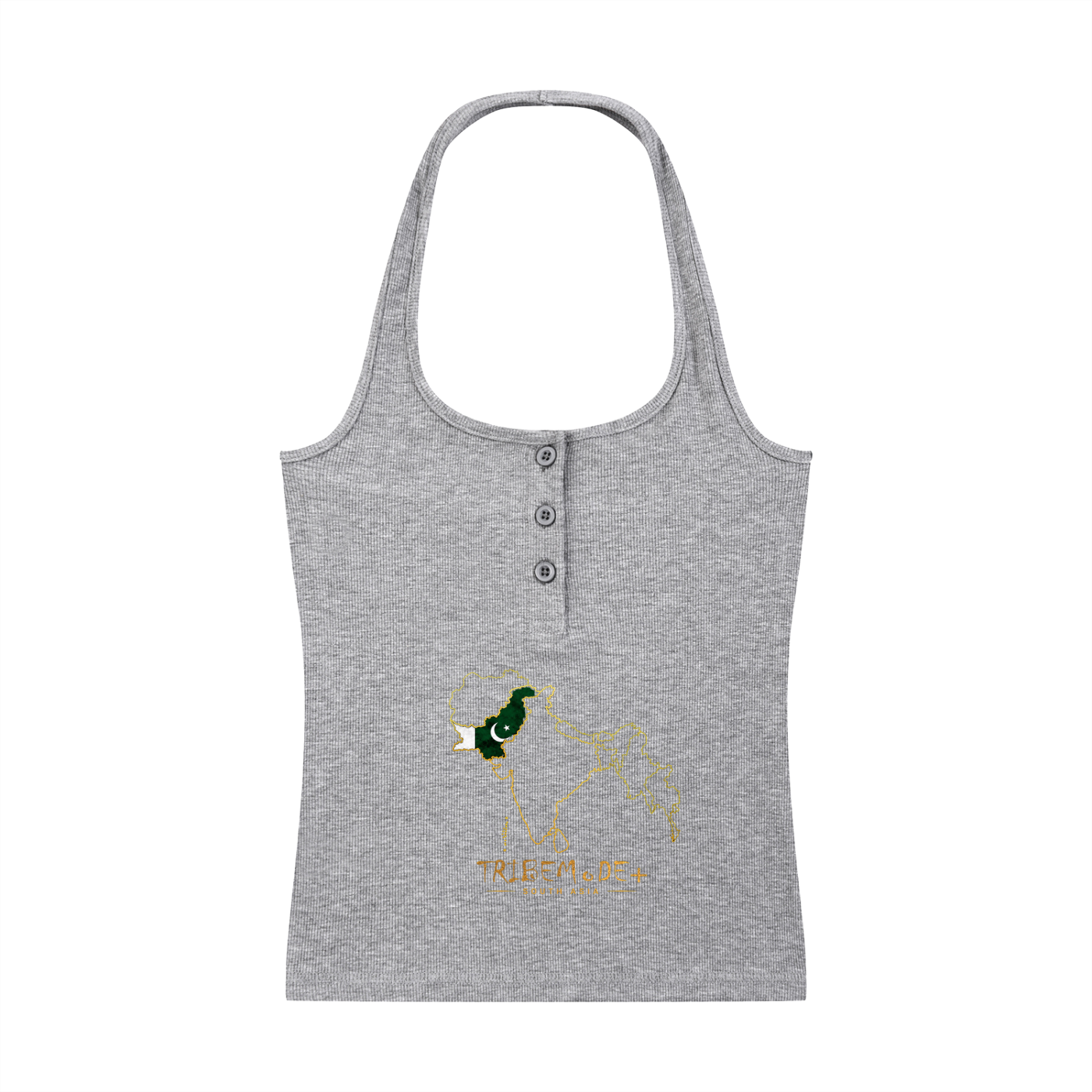 Women's Ribbed Henley Tank Top