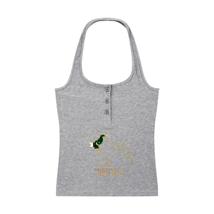 Women's Ribbed Henley Tank Top