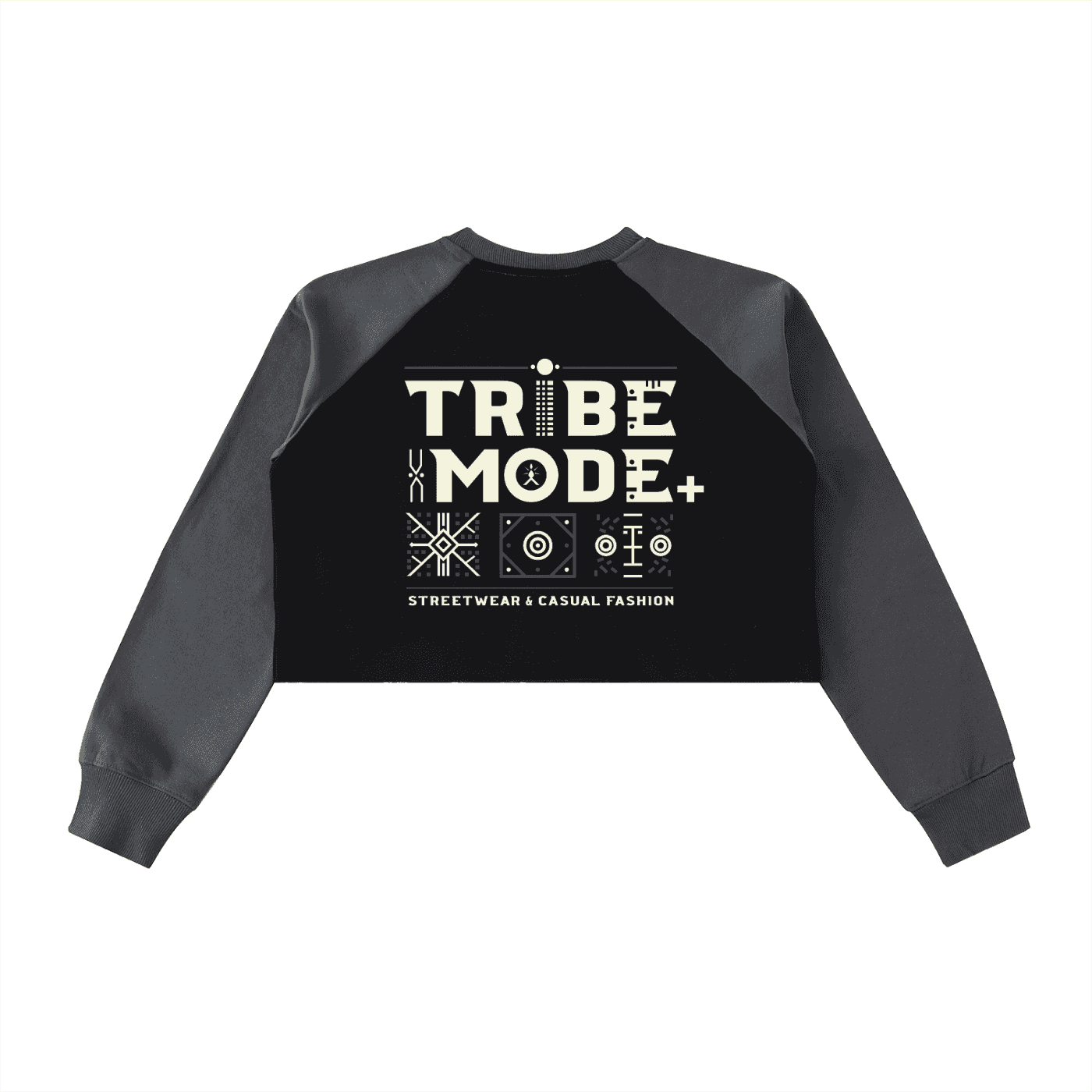 Raw-Hem Color-Block Raglan Crop Sweatshirt - Tribemodeplus