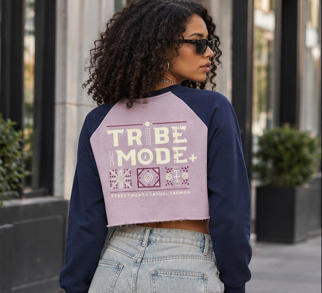 Nigeria Raglan Crop Sweatshirt — Raw-Hem Color-Block