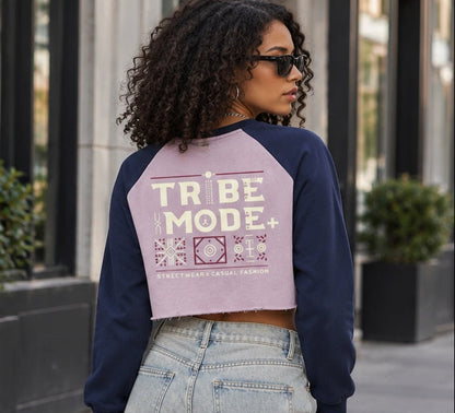 Nigeria Raglan Crop Sweatshirt — Raw-Hem Color-Block