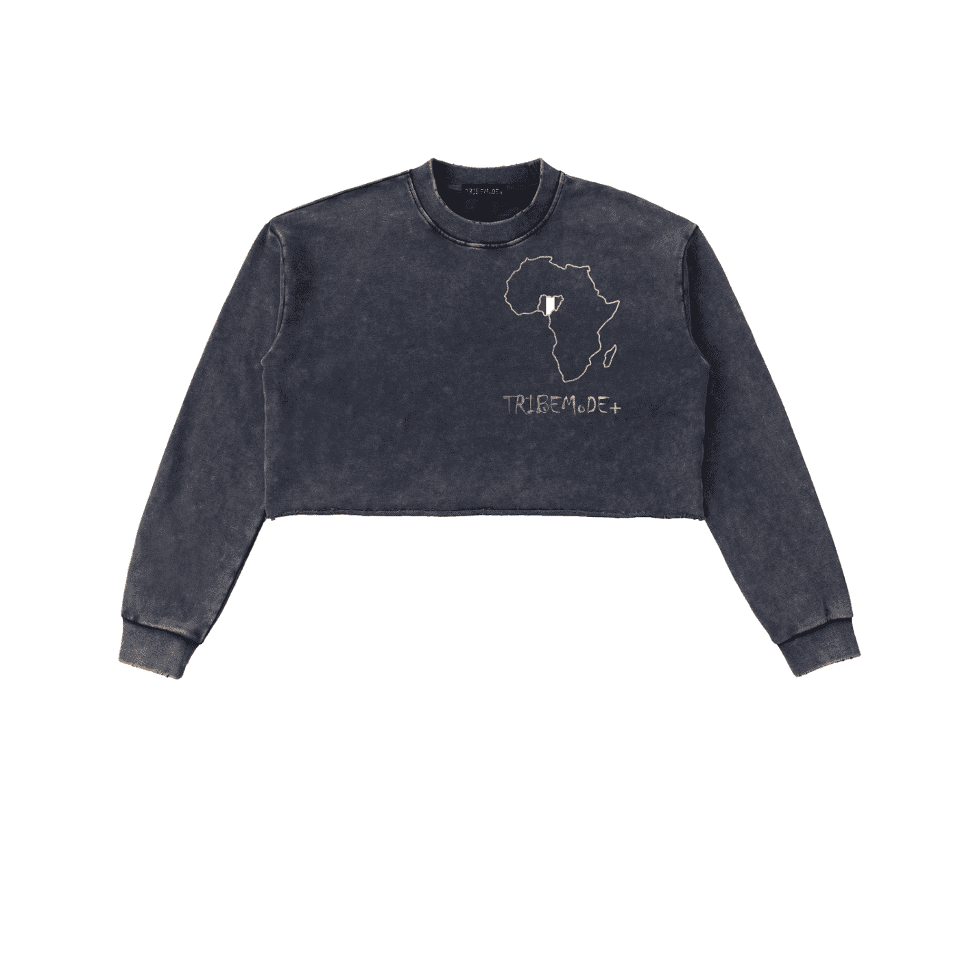 Snow Washed Raw Edge Cropped Sweatshirt - Tribemodeplus