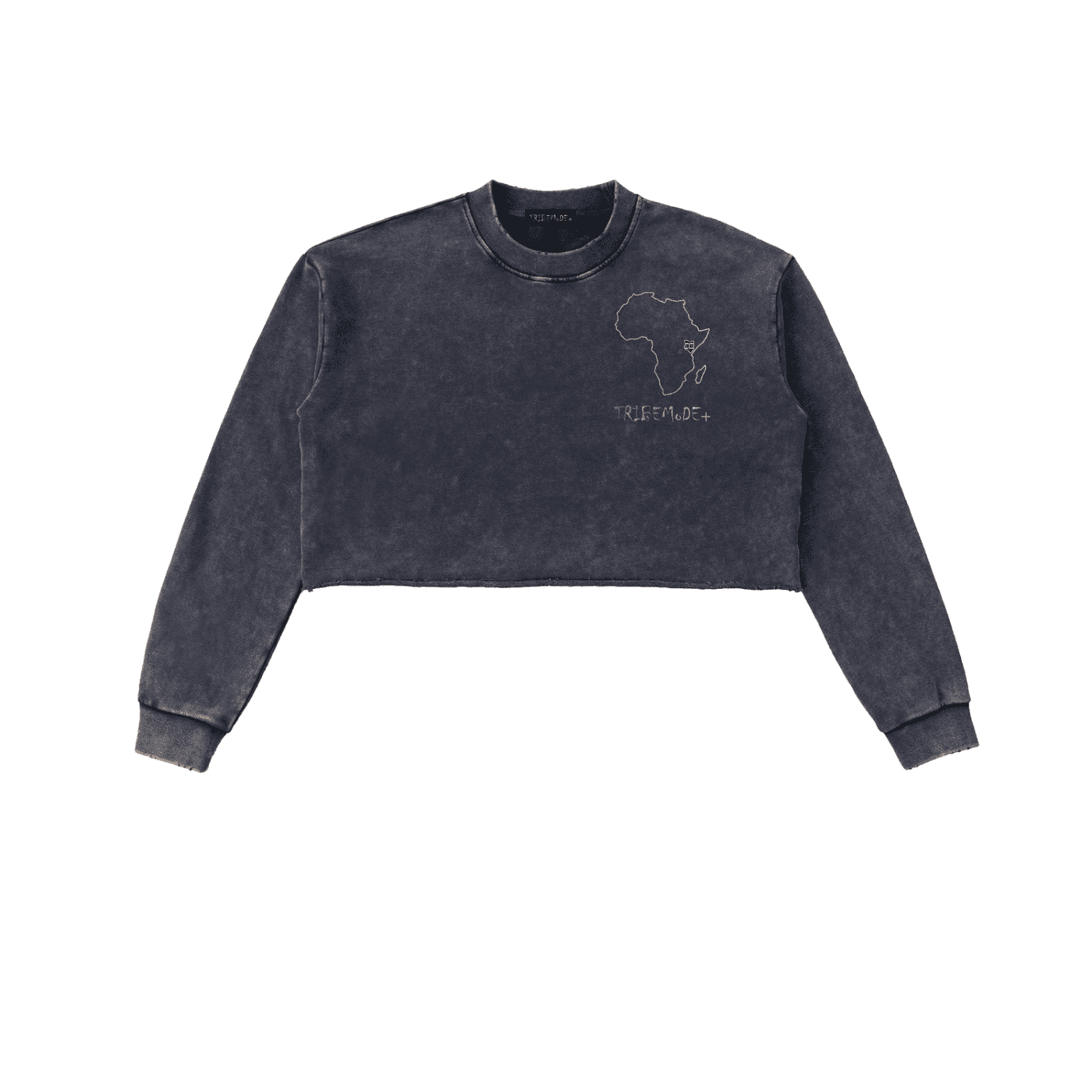 Snow Washed Raw Edge Cropped Sweatshirt - Tribemodeplus