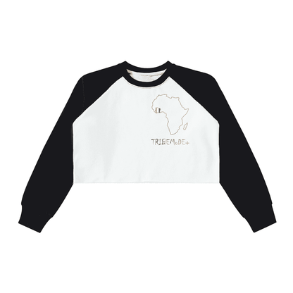Raw-Hem Color-Block Raglan Crop Sweatshirt - Tribemodeplus