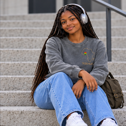 Ghana Cropped Sweatshirt  — Snow Washed Raw Edge