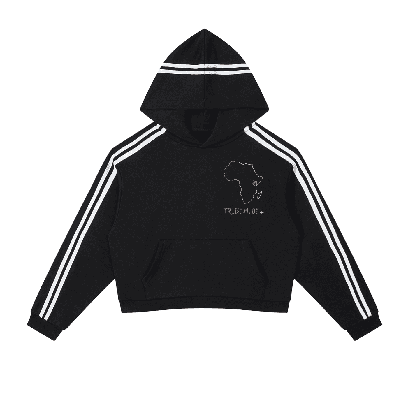 Contrast Side Stripe Cropped Hoodie - Tribemodeplus