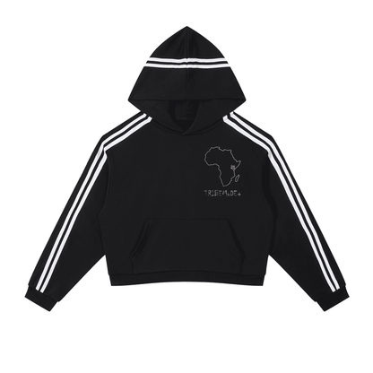 Contrast Side Stripe Cropped Hoodie - Tribemodeplus
