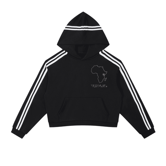Contrast Side Stripe Cropped Hoodie - Tribemodeplus
