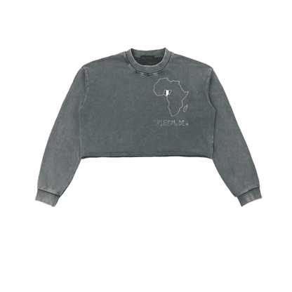 Snow Washed Raw Edge Cropped Sweatshirt - Tribemodeplus