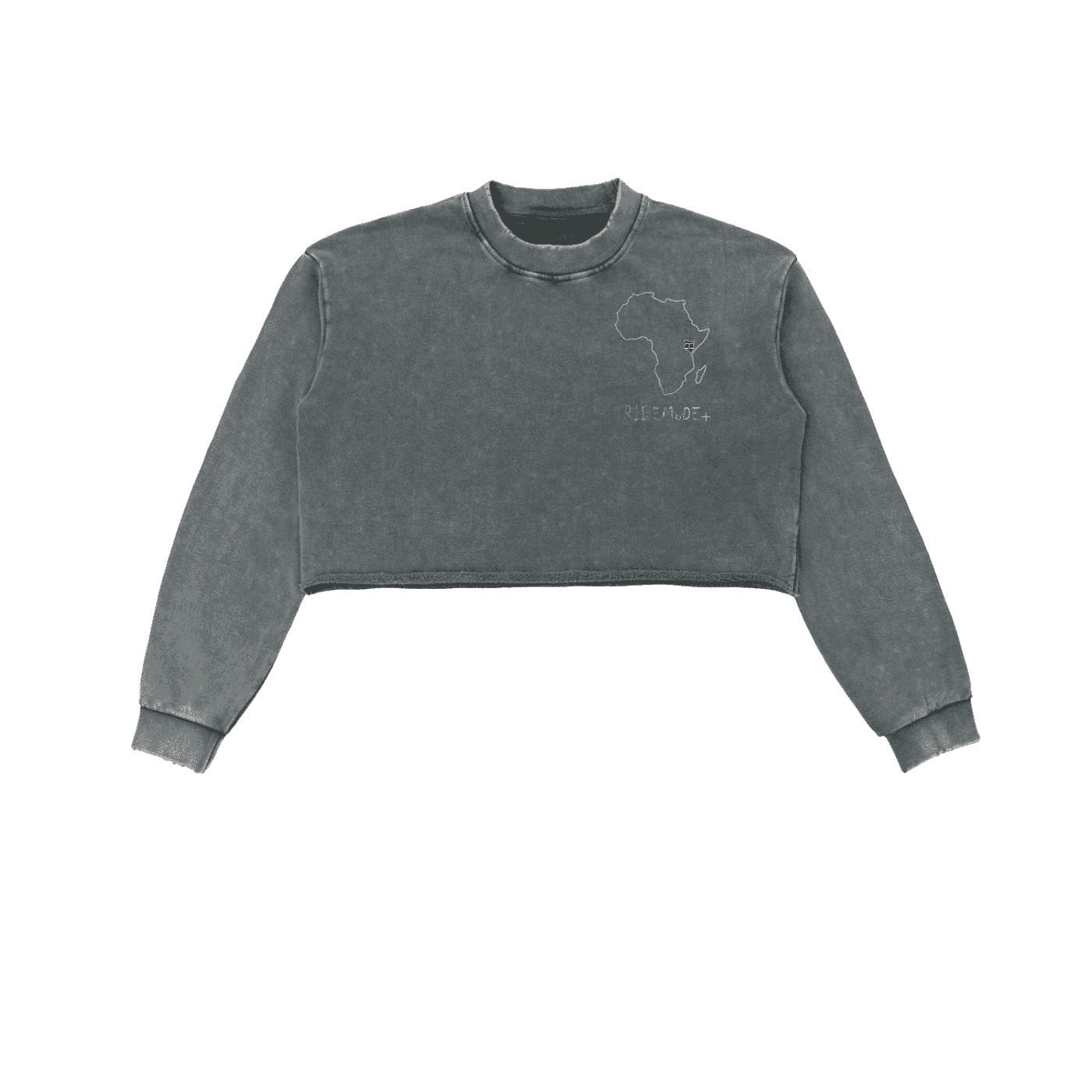 Snow Washed Raw Edge Cropped Sweatshirt - Tribemodeplus