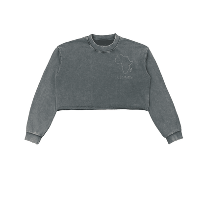 Snow Washed Raw Edge Cropped Sweatshirt - Tribemodeplus