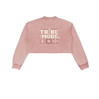 Snow Washed Raw Edge Cropped Sweatshirt - Tribemodeplus