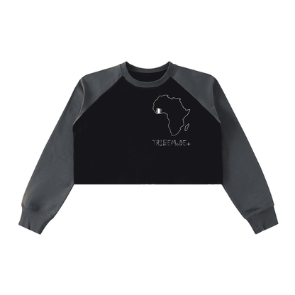 Raw-Hem Color-Block Raglan Crop Sweatshirt - Tribemodeplus