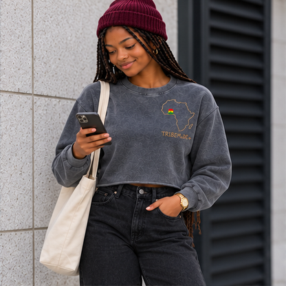 Ghana Cropped Sweatshirt  — Snow Washed Raw Edge